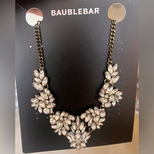BaubleBar Clear Crystal Cluster Necklace with Gold Chain